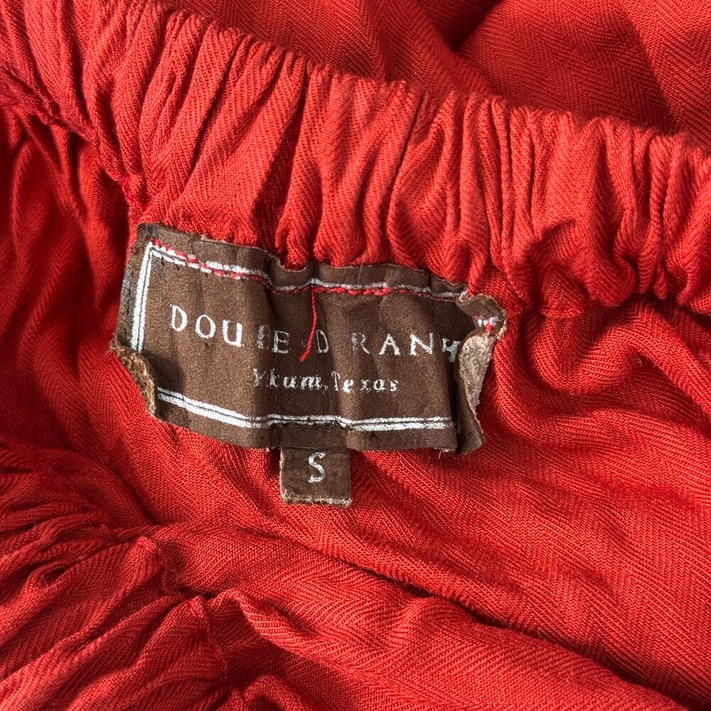 Double D Ranch Skirt Womens Small Tiered Western Vintage 90s Boho Red Orange - Picture 5 of 9